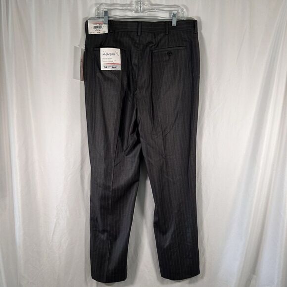 New Axist City Pant Men's 34x32 Grey Striped Flat Front Office Work - Picture 5 of 10